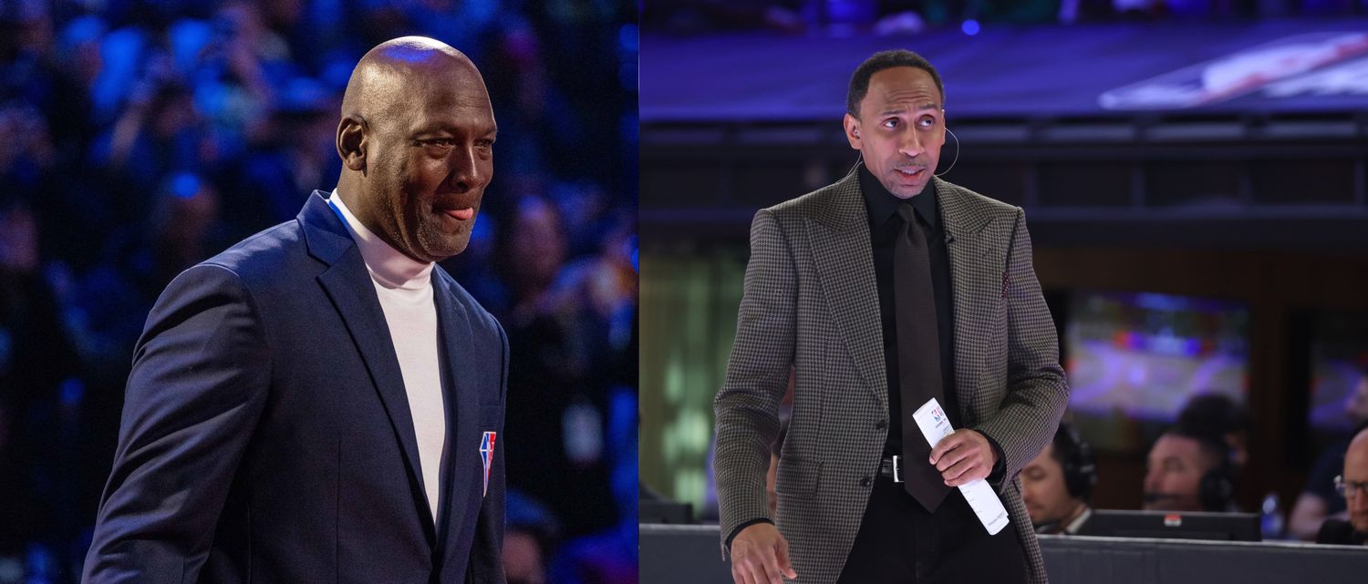 Michael Jordan and Stephen A. Smith at the 2024 NBA All-Star Weekend.